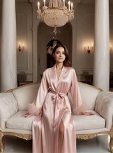 Long women's nightgown with mesh lace pajamas, loose belt style