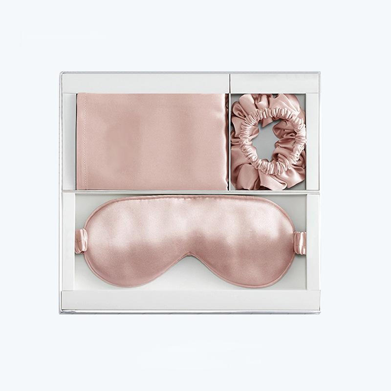 Three-piece set of silk pillowcase wholesale Cross-border new product 100 mulberry silk silk eye mask hair band holiday gift