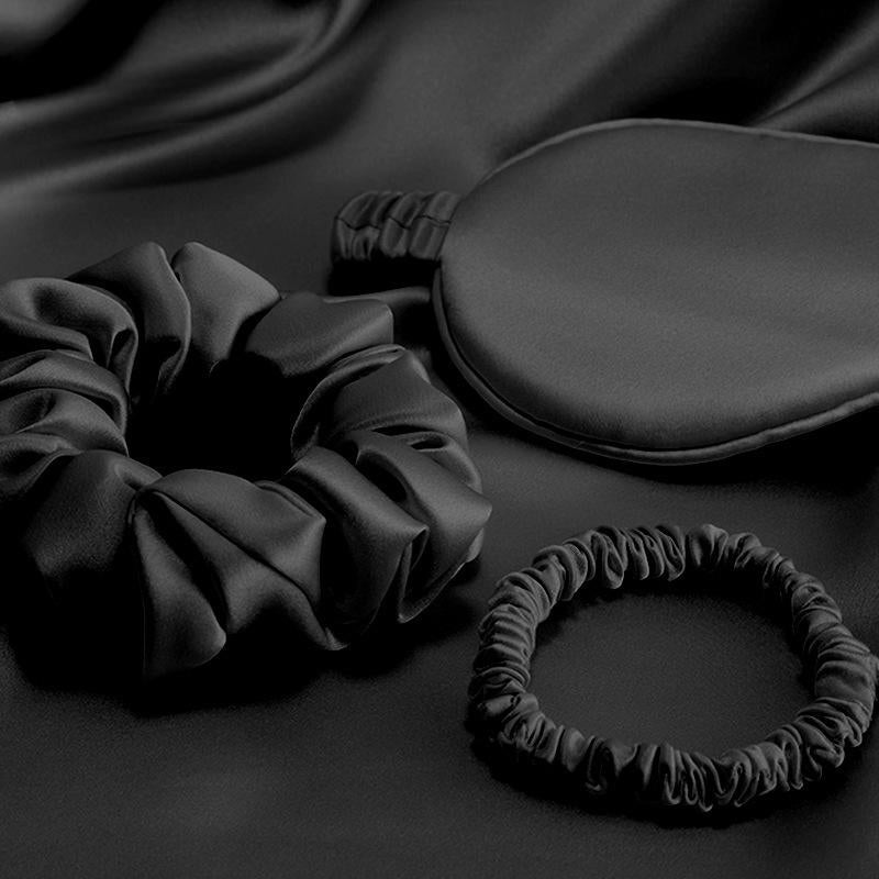 Three-piece set of silk pillowcase wholesale Cross-border new product 100 mulberry silk silk eye mask hair band holiday gift