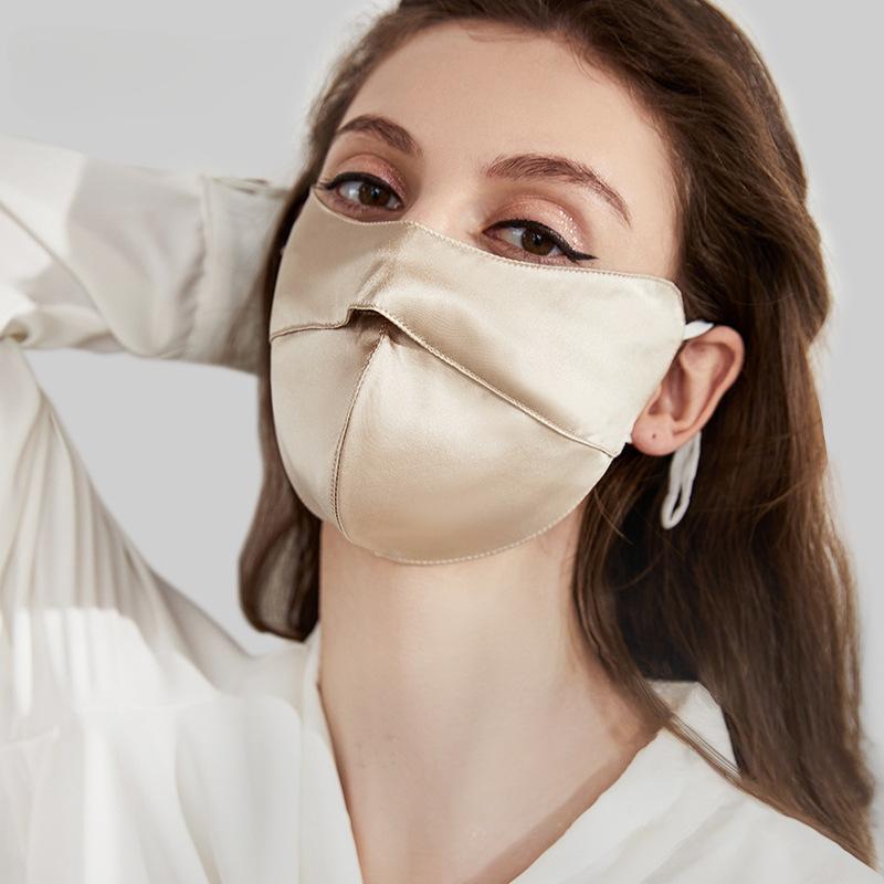 Double-sided silk sunscreen mask 100% mulberry silk women's eye protection mask driving protective face mask
