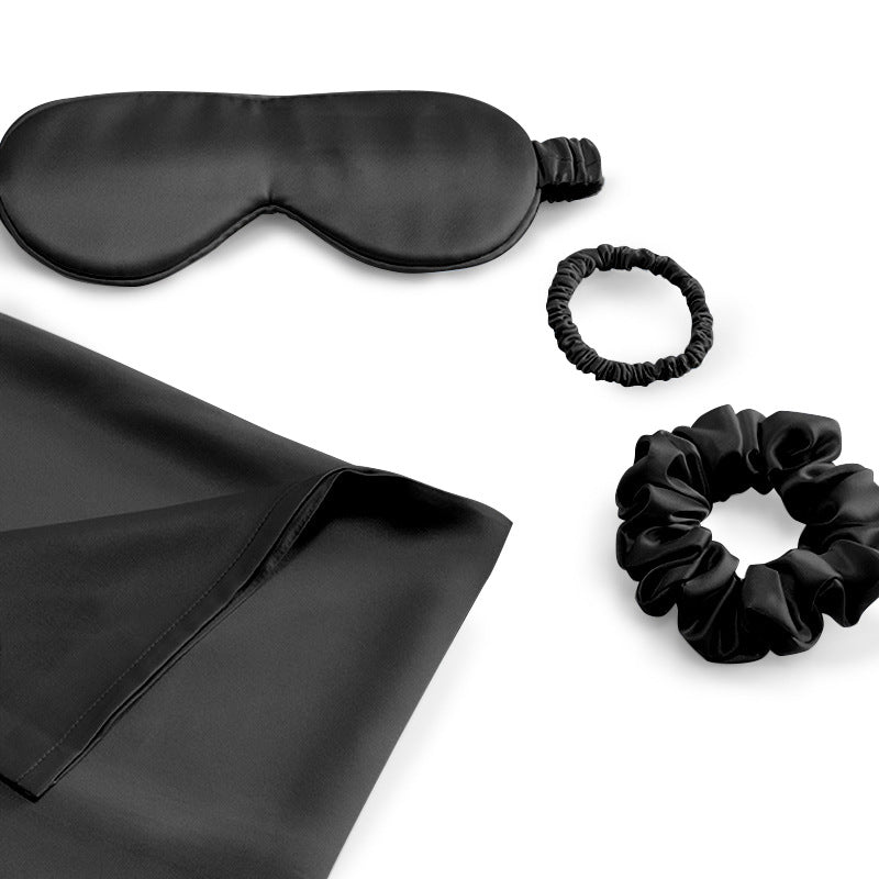 Three-piece set of silk pillowcase wholesale Cross-border new product 100 mulberry silk silk eye mask hair band holiday gift