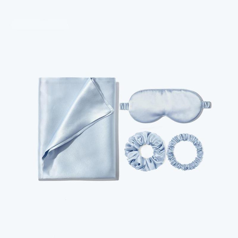 Three-piece set of silk pillowcase wholesale Cross-border new product 100 mulberry silk silk eye mask hair band holiday gift