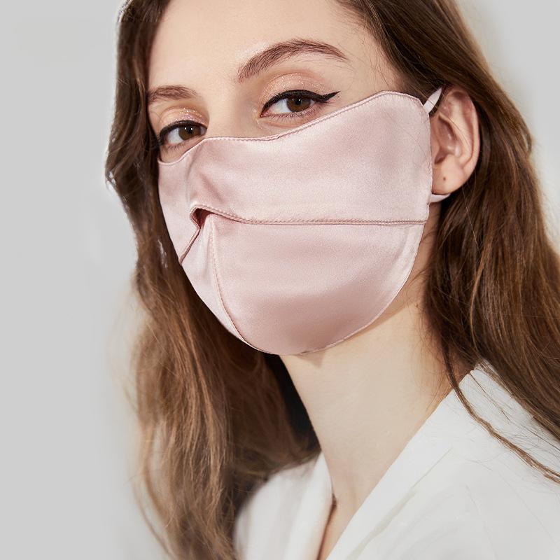Double-sided silk sunscreen mask 100% mulberry silk women's eye protection mask driving protective face mask