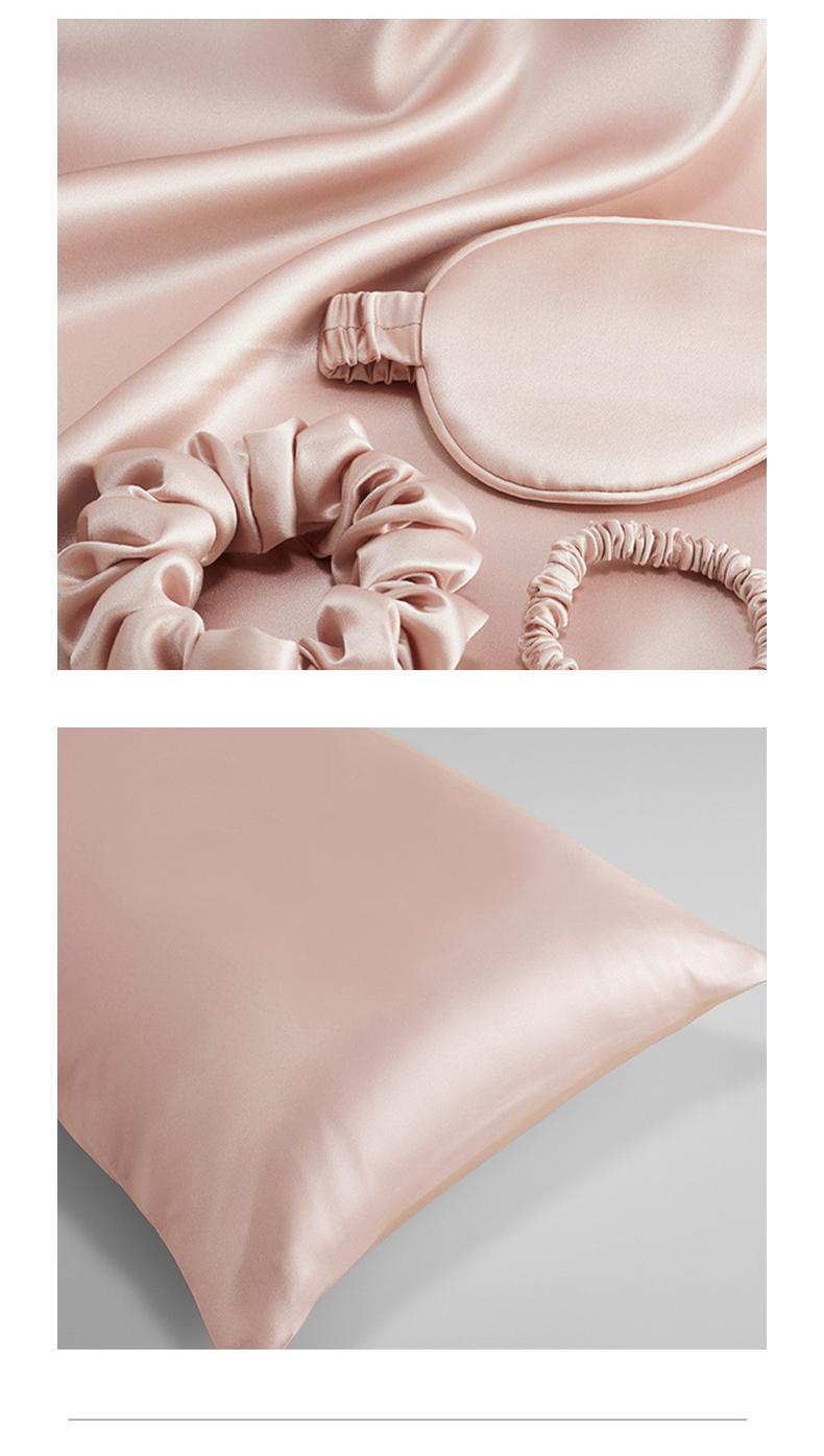 Three-piece set of silk pillowcase wholesale Cross-border new product 100 mulberry silk silk eye mask hair band holiday gift