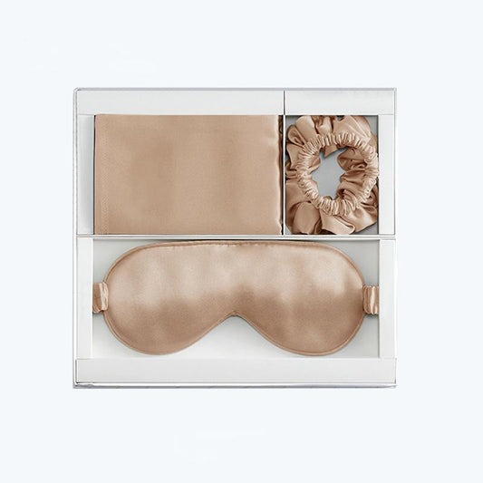 Three-piece set of silk pillowcase wholesale Cross-border new product 100 mulberry silk silk eye mask hair band holiday gift