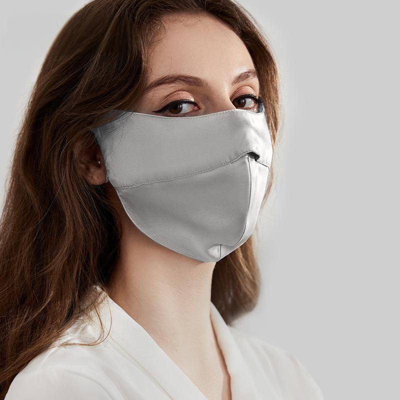 Double-sided silk sunscreen mask 100% mulberry silk women's eye protection mask driving protective face mask