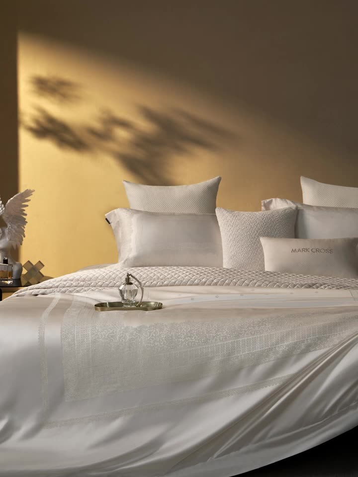 High-end luxury high-precision silk four-piece set color-woven jacquard ultra-fine denier Tencel cotton bed sheets, quilt covers, bed covers, bedding